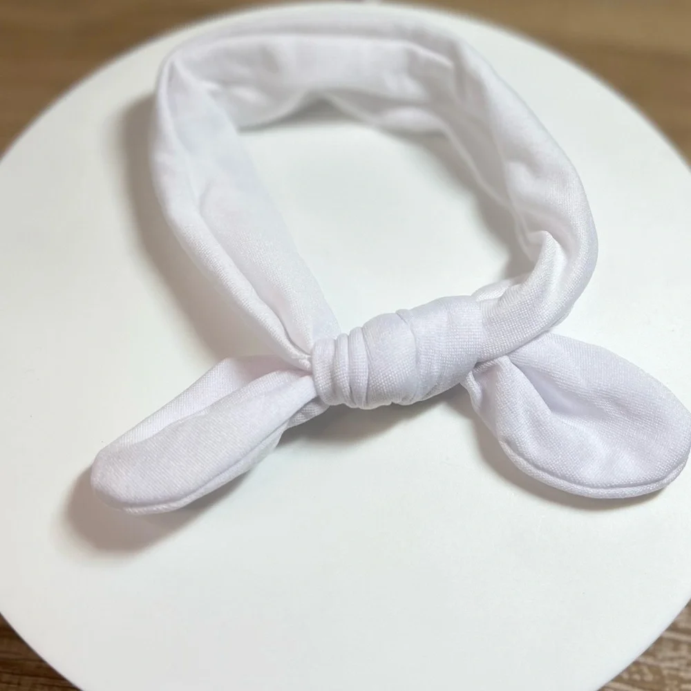 2 Super Stretchy Soft Pink & White Knot Baby Girl Headbands